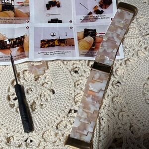 Tortoise Shell Watch Band with Gold Accents